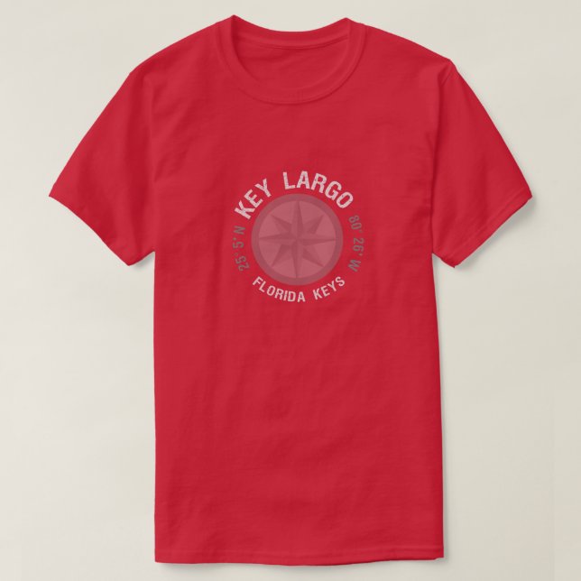 Key Largo Florida Keys nautical latitude longitude T-Shirt (Design Front)