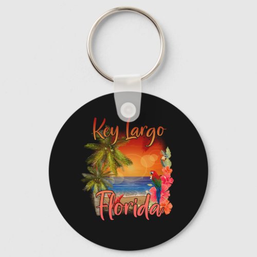Key Largo Florida Keys Tropical Beach Sunset Keychain