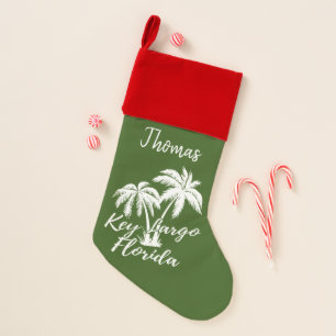 Key Largo Florida Palm Trees Beach Personalized Christmas Stocking