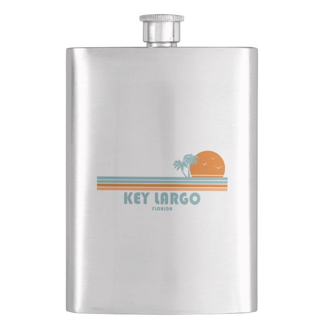 Key Largo Florida Sun Palm Trees Flask (Front)