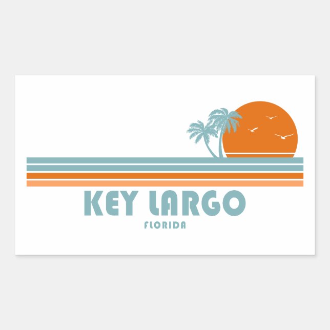 Key Largo Florida Sun Palm Trees Rectangular Sticker (Front)