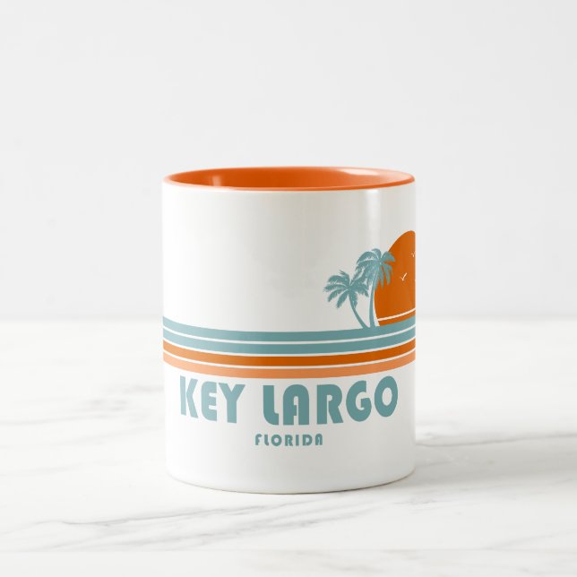 Key Largo Florida Sun Palm Trees Two-Tone Coffee Mug (Center)