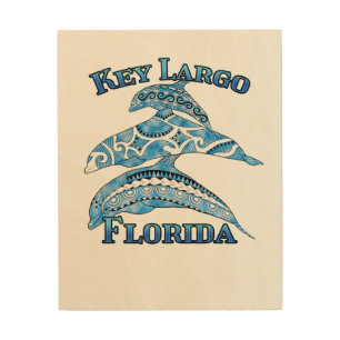 Key Largo Florida Vacation Tribal Dolphins Wood Wall Art