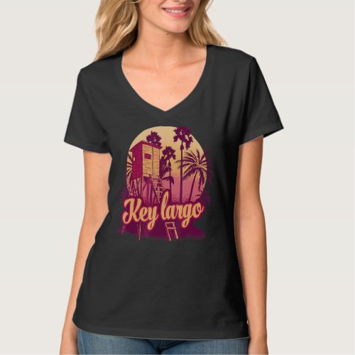 Key Largo Florida Vintage Retro Souvenir Palm Tree T_Shirt