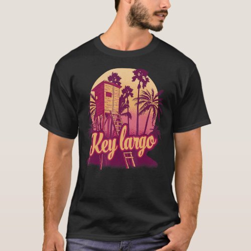 Key Largo Florida Vintage Retro Souvenir Palm Tree T_Shirt
