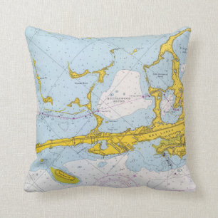 Key Largo nautical chart map Throw Pillow