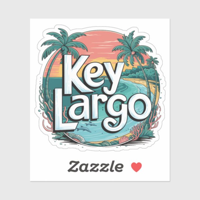 Key Largo Tropical Florida Beach Design Sticker (Sheet)
