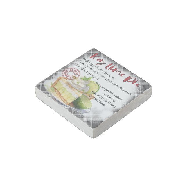 Key Lime Pie Baking Recipe Stone Magnet (Angled)