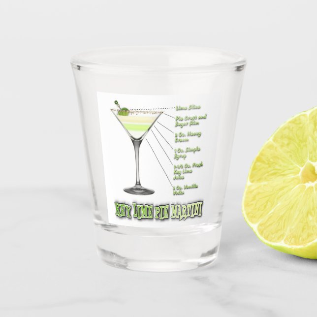 Key Lime Pie Martini Cocktail Recipe Art Shot Glass (Front)