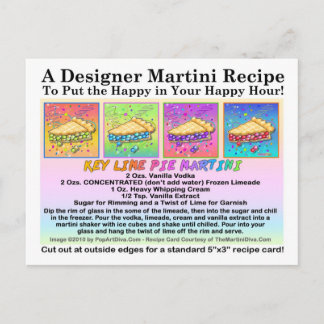 Key Lime Pie Martini Recipe Card Postcard