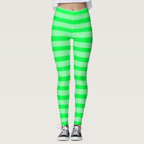 Key Lime Pie Neon Green Black Light Rave Stripes Leggings