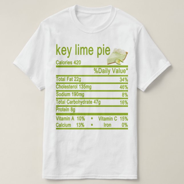 key lime pie Nutrition Facts label T-Shirt (Design Front)