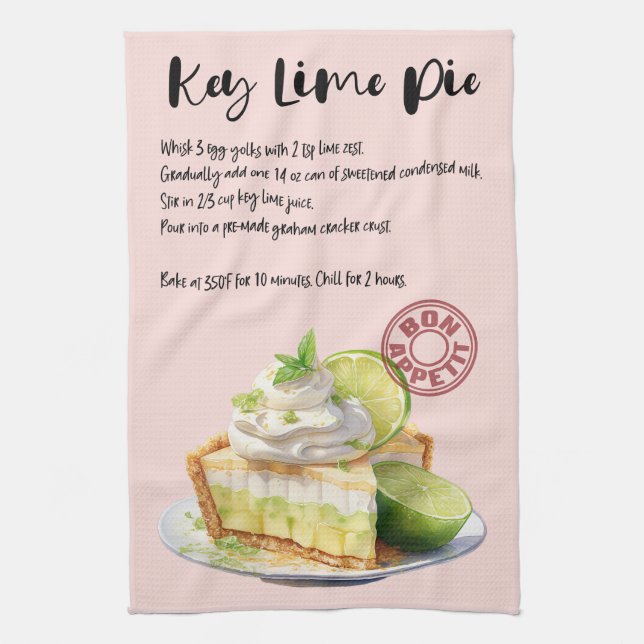 Key Lime Pie Recipe Kitchen Towel (Vertical)