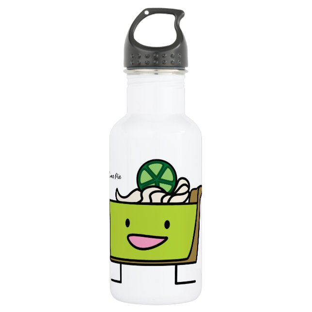 Key Lime Pie sour lemon tart dessert slice graham Stainless Steel Water Bottle (Front)