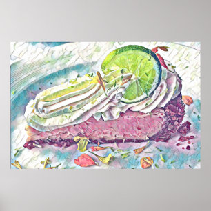 Key Lime Pie Watercolor from Key West, Florida Poster