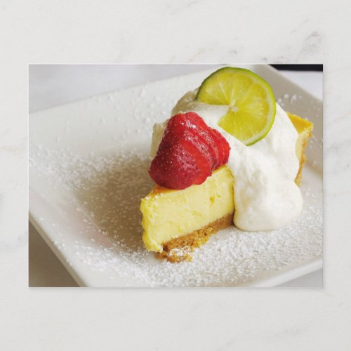 Key Lime Pie with strawberries Postcard