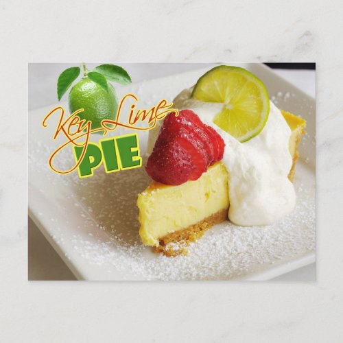 Key Lime Pie with strawberries Postcard