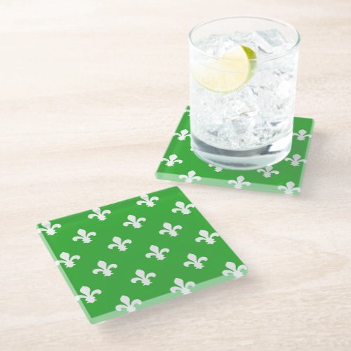 Key Lime Southern Cottage Fleur de Lys Glass Coaster