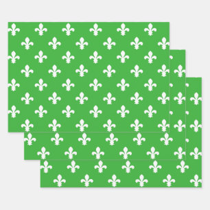 Key Lime Southern Cottage Fleur de Lys Wrapping Paper Sheets