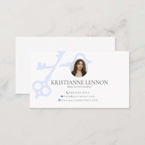 Key Logo Modern Real Estate or Rental Agent Busine Business Card