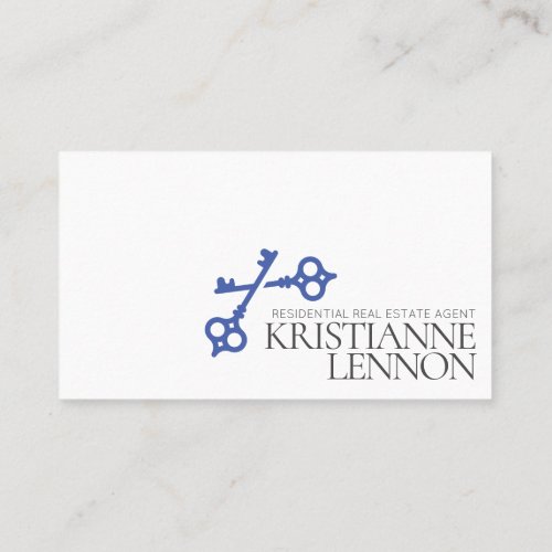 Key Logo Modern Real Estate or Rental Agent Busine Business Card