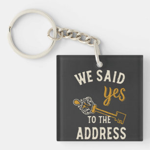 Key Moments: Elegant Beginnings in Our New Home Keychain