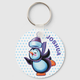 Key Ring Christmas Skating Penguin.