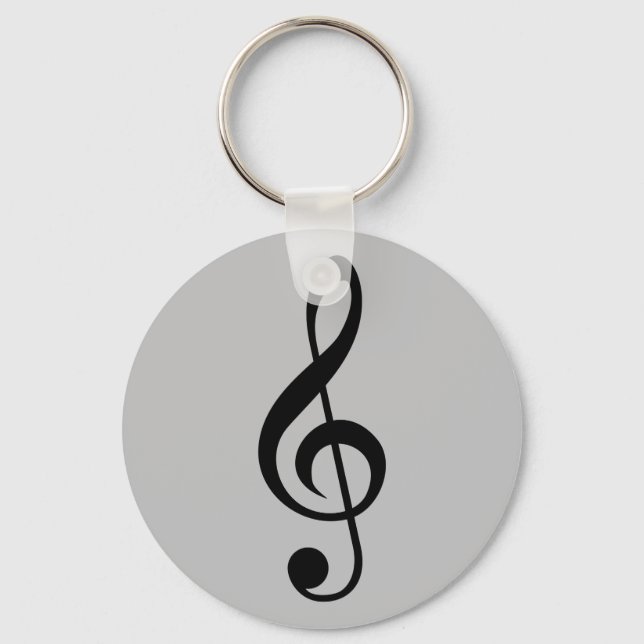  Key Ring Music Clef Silver/Gray (Front)