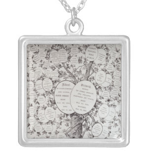 Key to Genealogical Tree Silver Plated Necklace