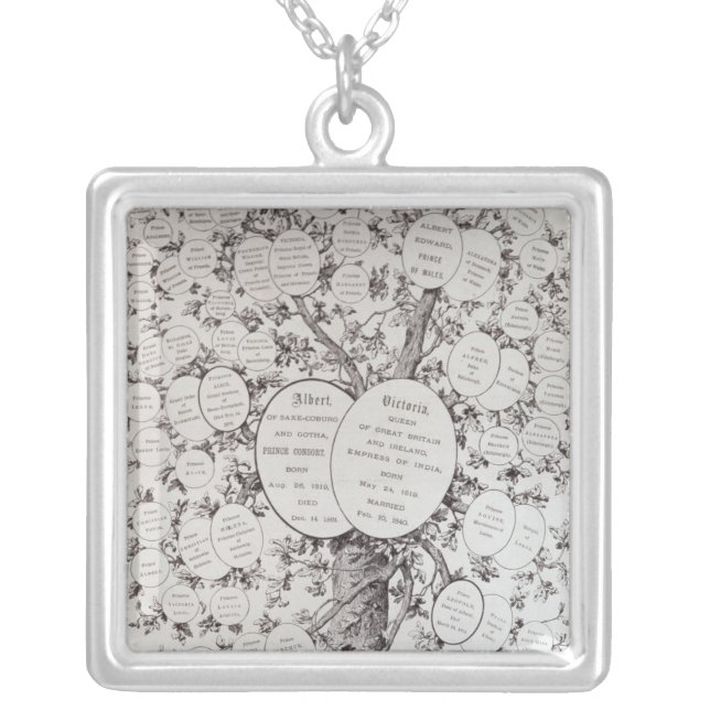 Key to Genealogical Tree Silver Plated Necklace (Front)