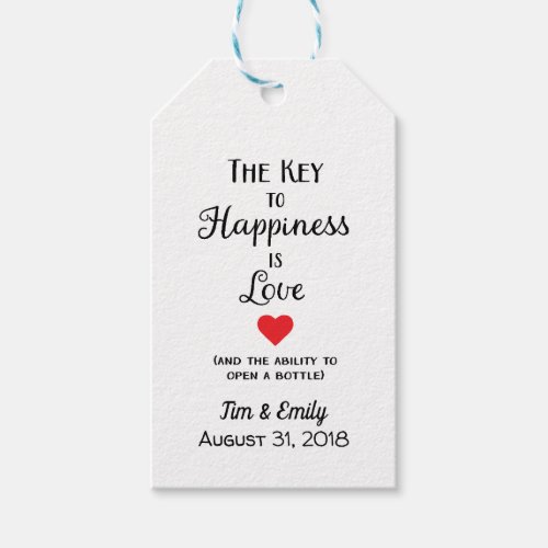 Key To Happiness Bottle Opener Wedding Favor Tag