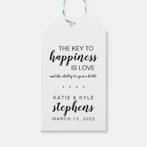 Key To Happiness Bottle Opener Wedding Favor Tag