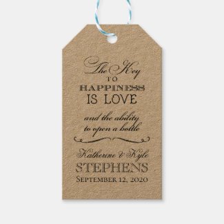 Key To Happiness Bottle Opener Wedding Favor Tag