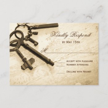 Key To Her Heart Vintage Wedding Rsvp Cards by RusticCountryWedding at Zazzle