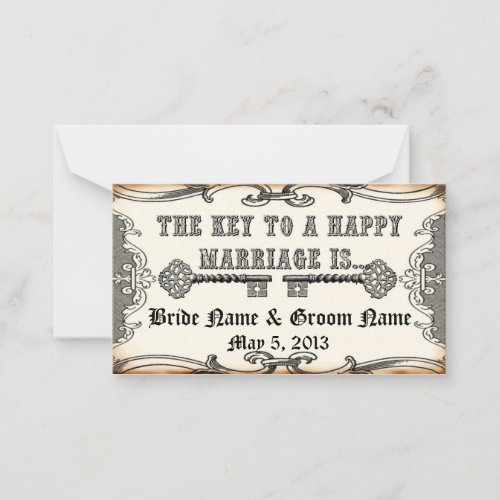 Key to Marriage Save the Date Advice Business Card