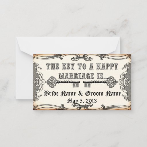 Customizable Key to Marriage Save the Date Advice Business Card