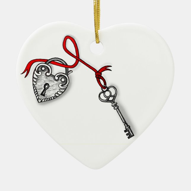 Key to my heart ceramic ornament (Front)