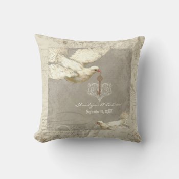 Key To My Heart Dove Swirl Flourish Grey Collage Throw Pillow by AudreyJeanne at Zazzle