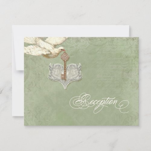 Key to my Heart Doves Swirl Reception Card Invite