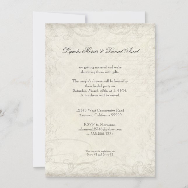 Key to my Heart, Doves Swirl Weddings Invite (Front)