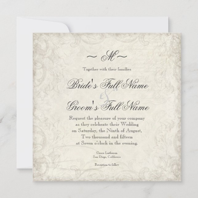 Key to my Heart, Doves Swirl Weddings Invite (Front)