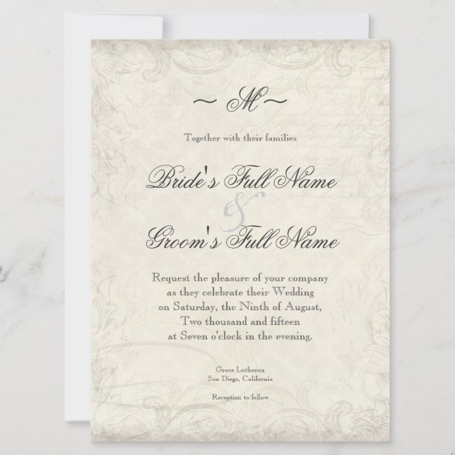 Key to my Heart, Doves Swirl Weddings Invite (Front)