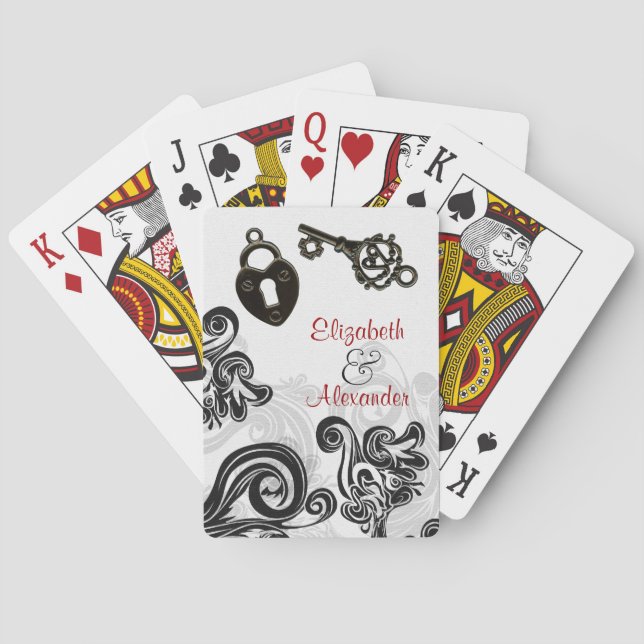 Key To My Heart Marriage Engagement Wedding Art Poker Cards (Back)