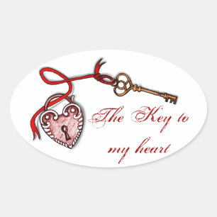 Key to my heart ~ Red Oval Sticker