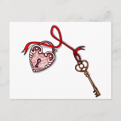 Key to my heart  Red Postcard