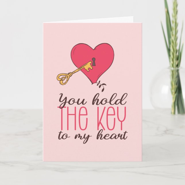Key To My Heart Sweet Cute Funny Valentine's Day Holiday Card (Front)