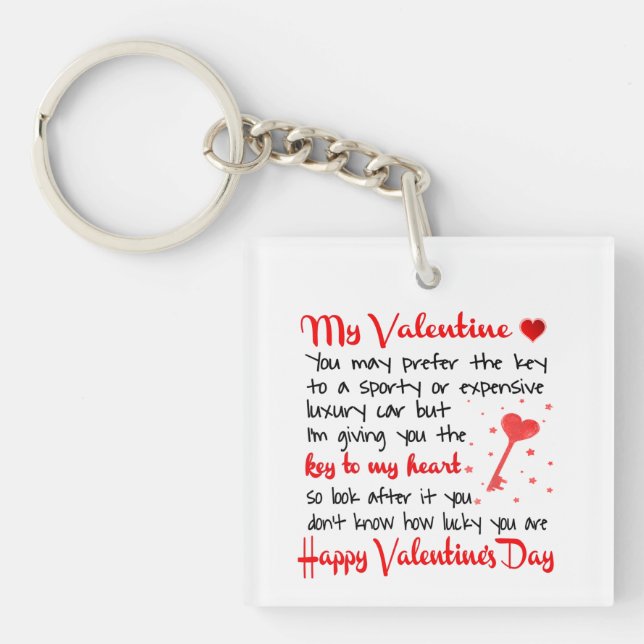   Key To My Heart Valentine's Day Gift Keychain (Front)