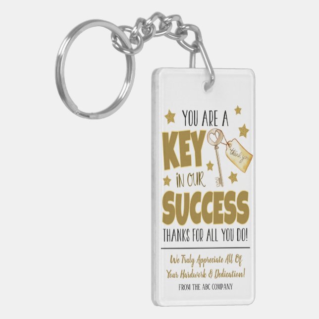 Key to Our Success Company Thank You Appreciation  Keychain (Front Left)