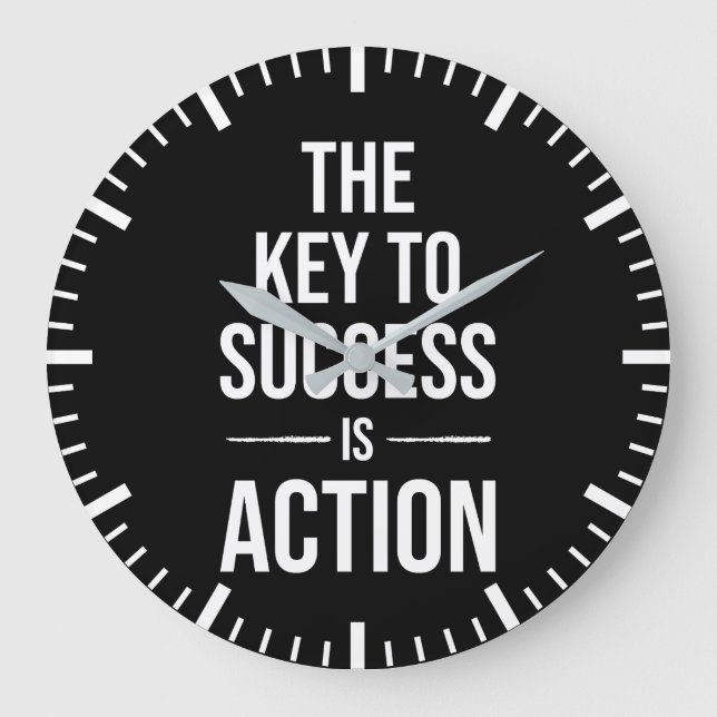 Key To Success Is Action, Gym, Hustle, Success Large Clock (Front)