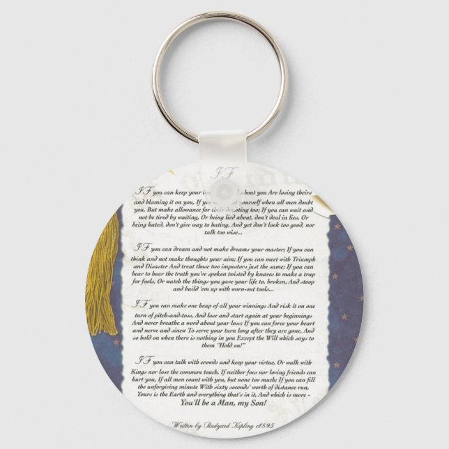 Key To The Future IF by Rudyard Kipling Keychain (Front)